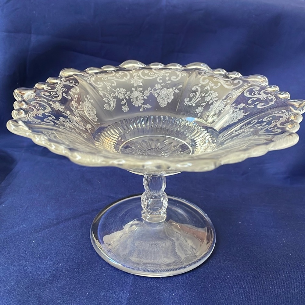 Cambridge Chantilly Martha Blown glass footed cheese stand vintage